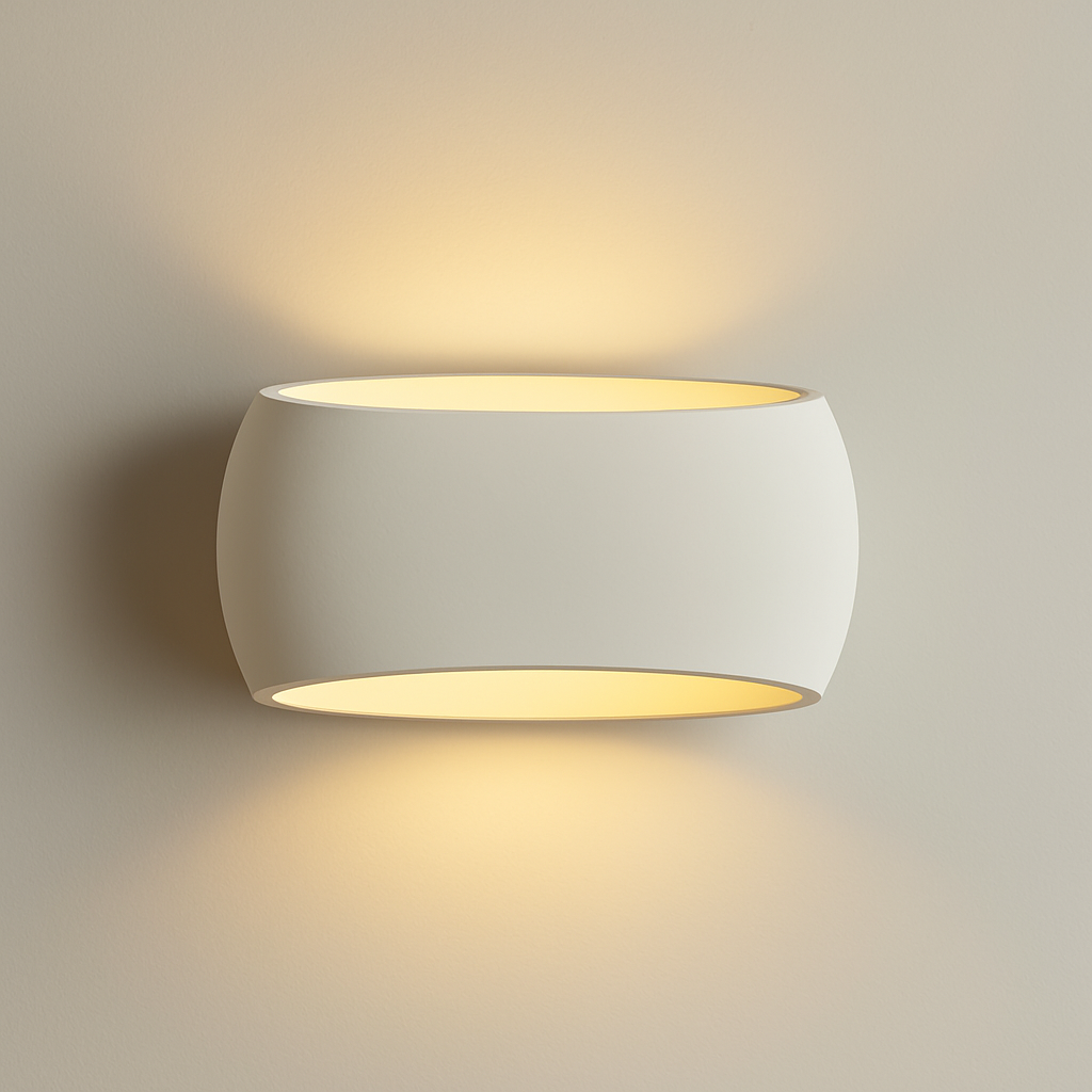 Windsor Small ceramic wall light with soft up-and-down glow on a white background