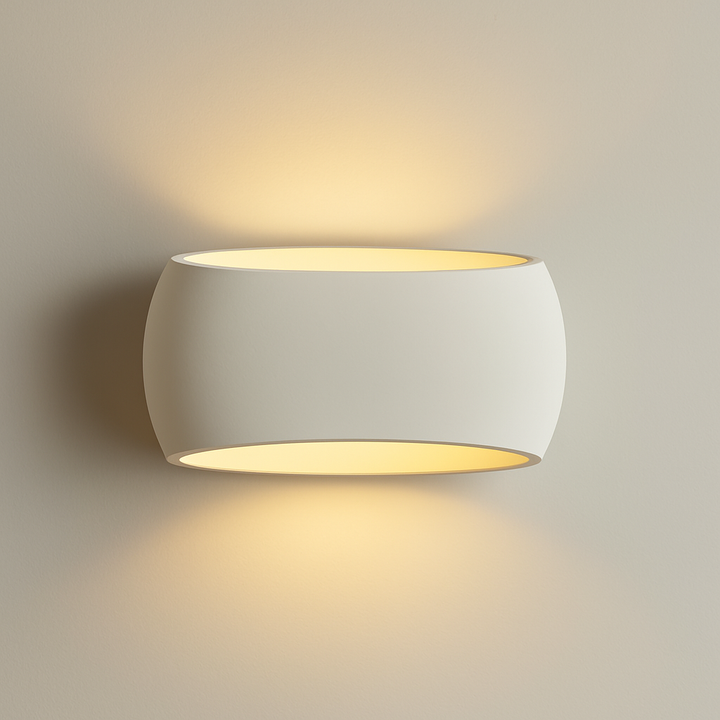 Windsor Small ceramic wall light with soft up-and-down glow on a white background