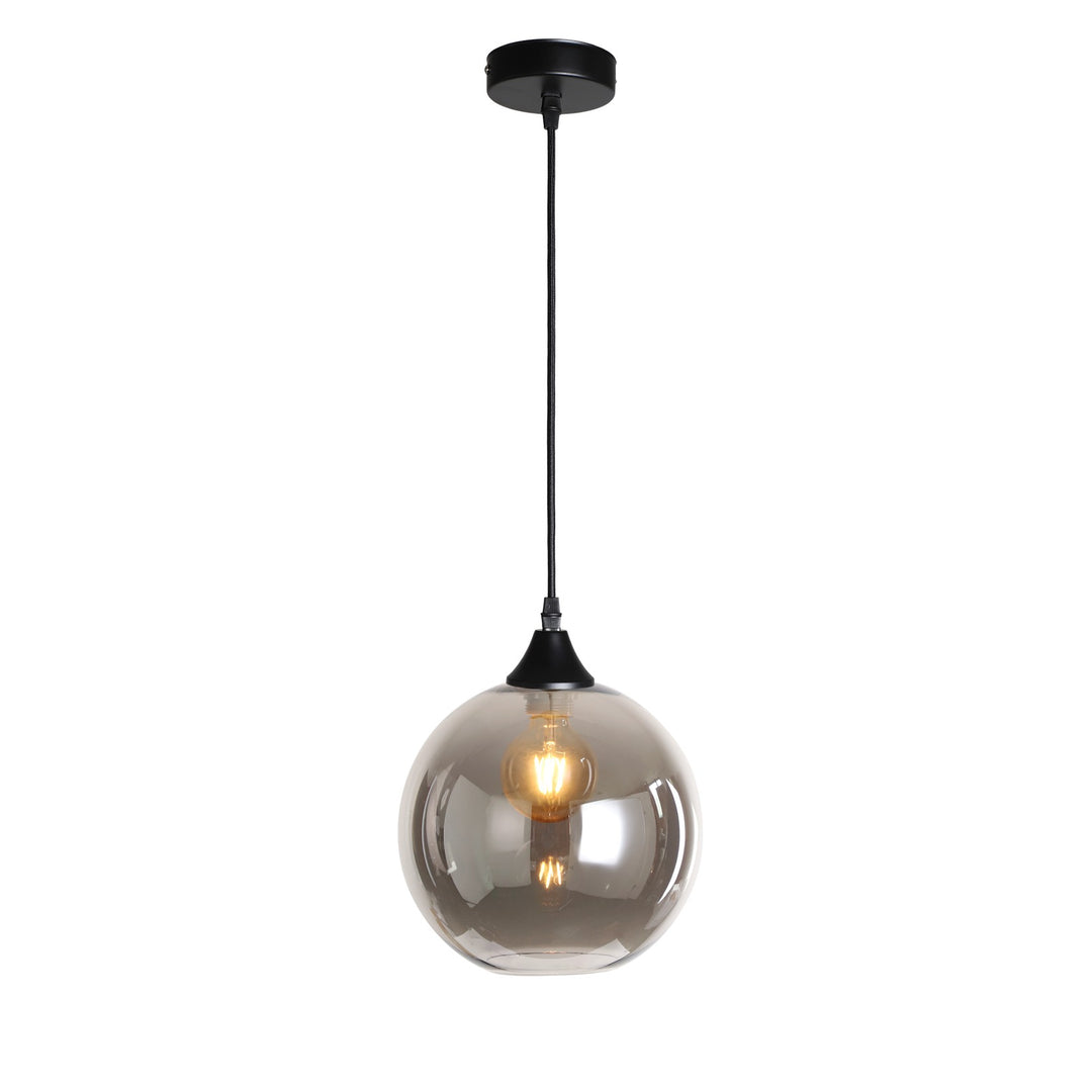 Irvine black and round smoked glass ceiling pendant