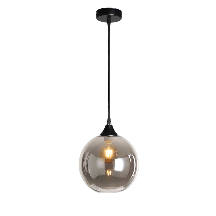 Irvine black and round smoked glass ceiling pendant