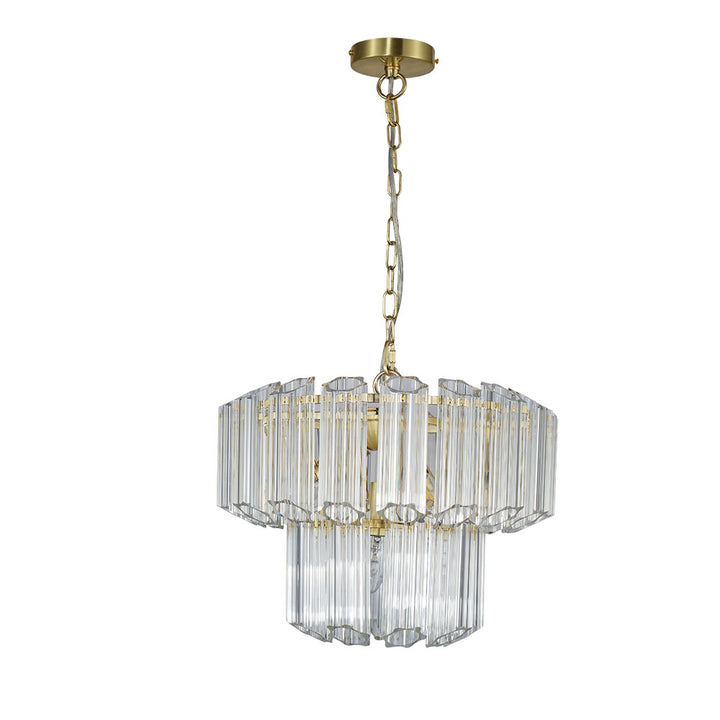 Gilbert small gold and glass chandelier turned off