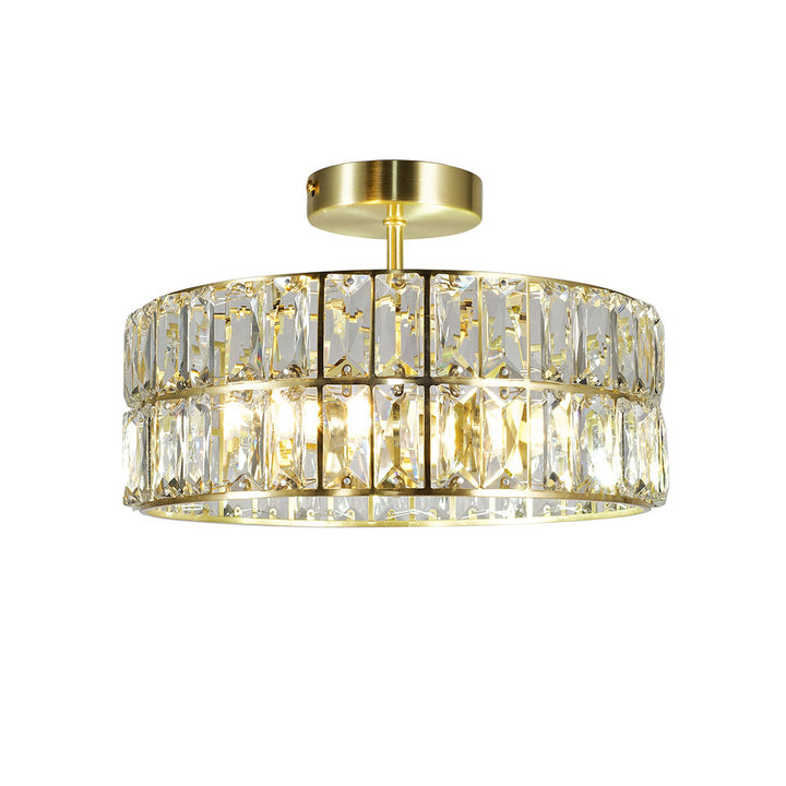 Gold and crystal bathroom flush ceiling light