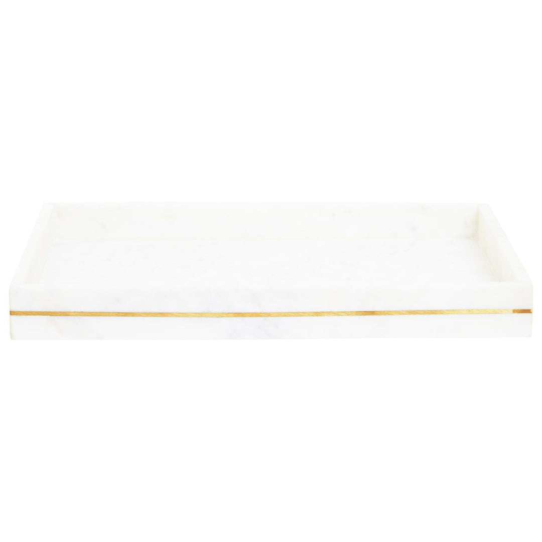 Luxury White Marble Tray with Gold Trim – Decorative Styling