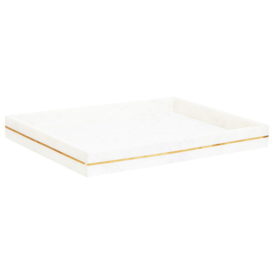 Luxury White Marble Tray with Gold Trim – Decorative Styling