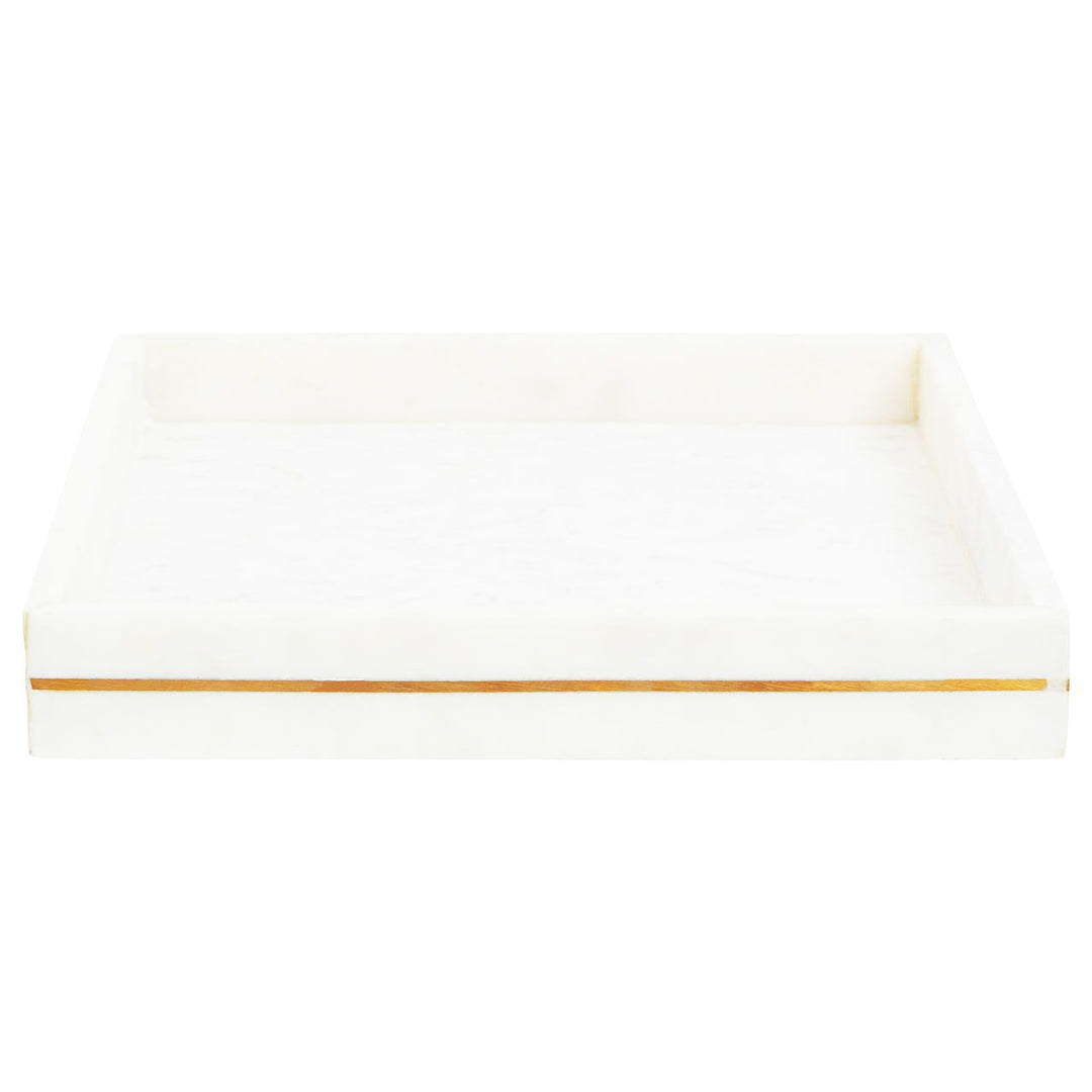 Luxury White Marble Tray with Gold Trim – Decorative Styling