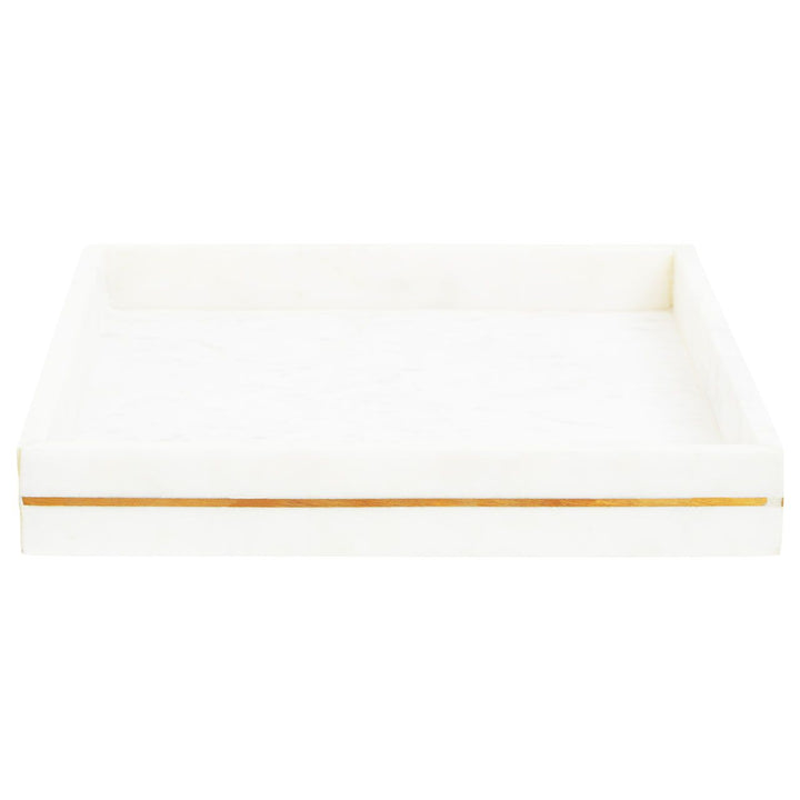 Luxury White Marble Tray with Gold Trim – Decorative Styling
