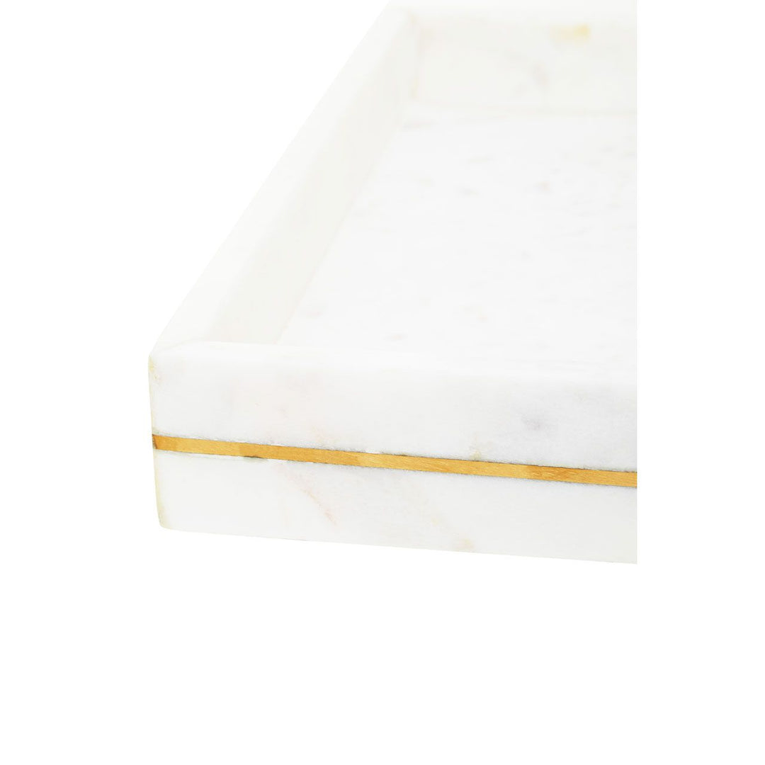 Luxury White Marble Tray with Gold Trim – Decorative Styling