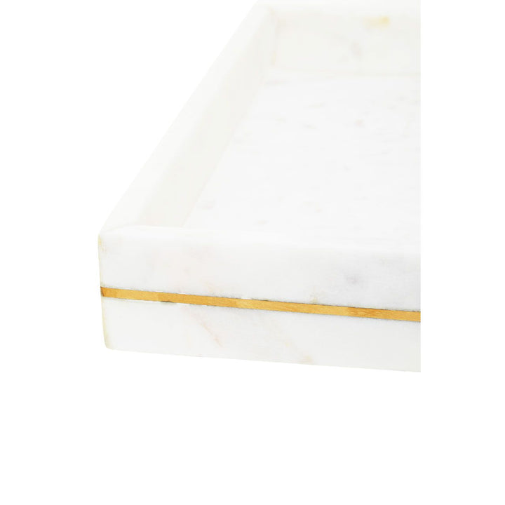 Luxury White Marble Tray with Gold Trim – Decorative Styling