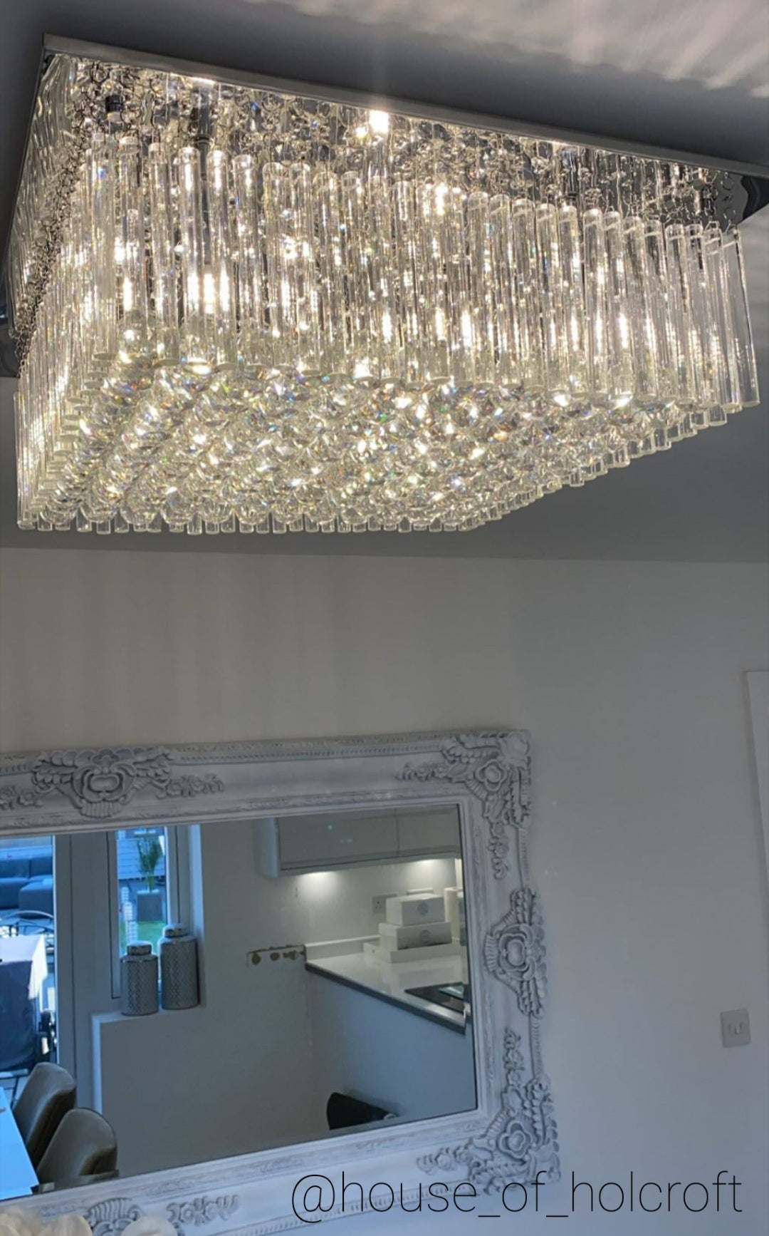 Ballina Large Square Flush – Luxury Crystal Ceiling Light