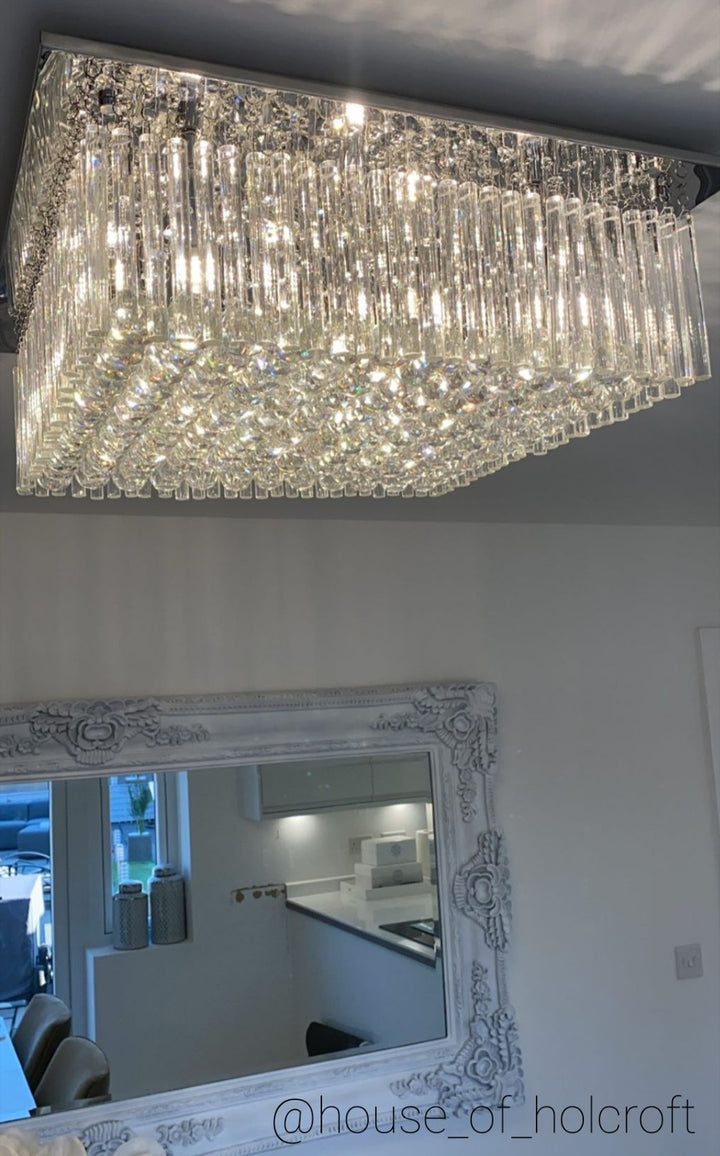 Ballina Large Square Flush – Luxury Crystal Ceiling Light