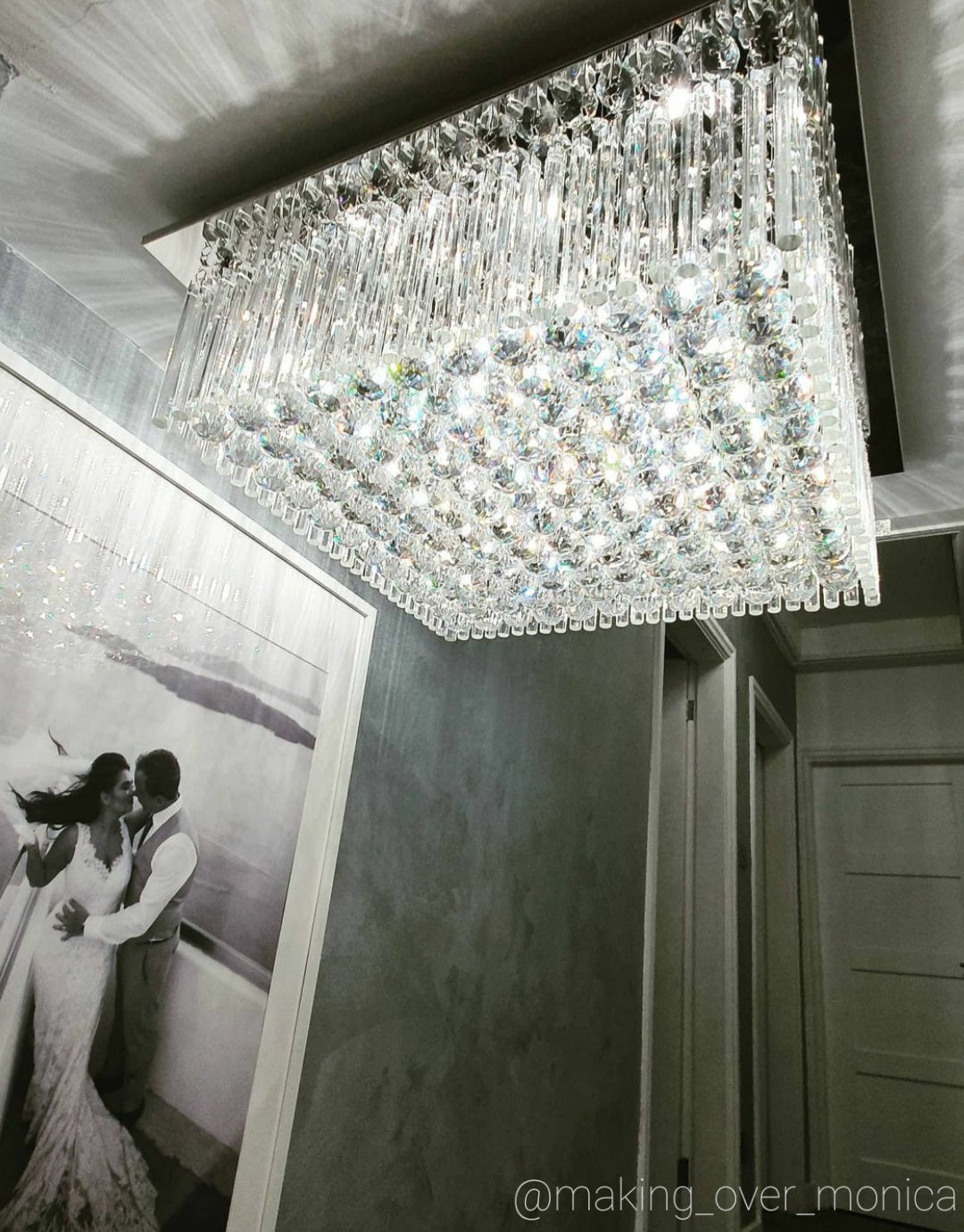 Ballina Large Square Flush – Luxury Crystal Ceiling Light