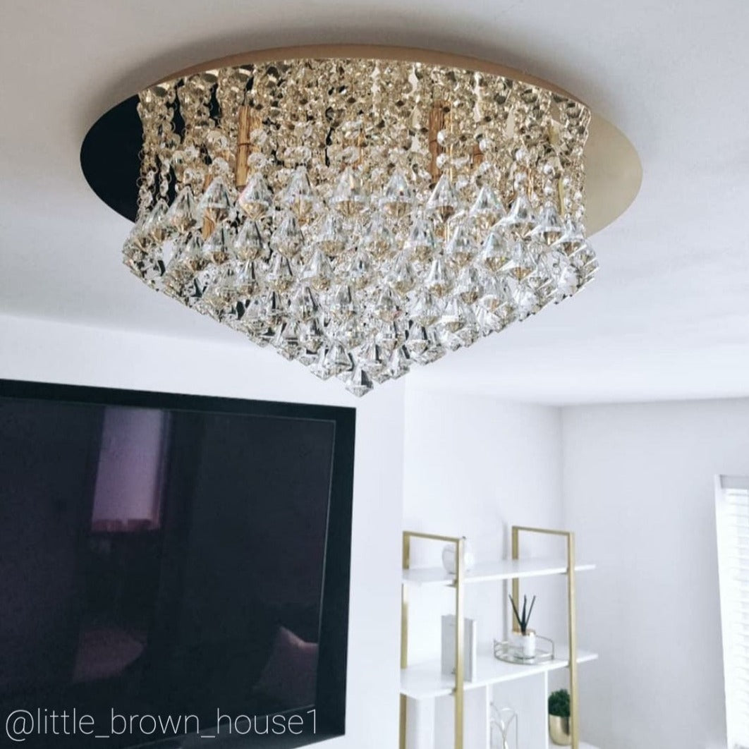 Cairns large gold flush ceiling chandelier