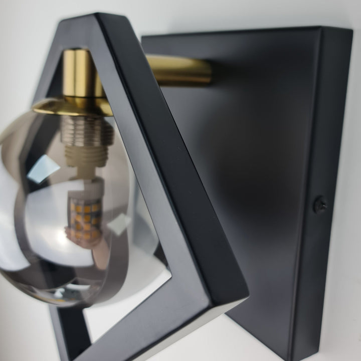 Marlow Wall Light – Black & Gold with Glass Shade