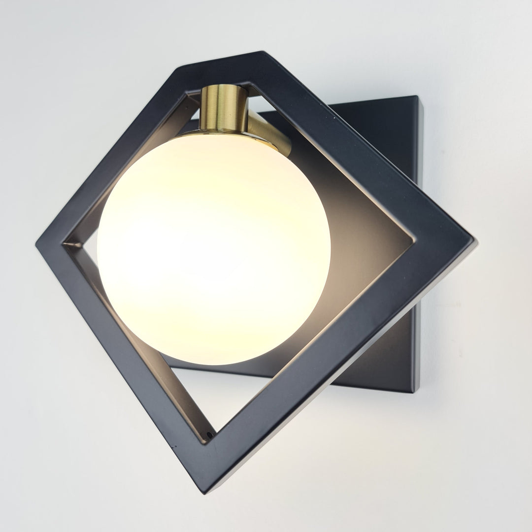 Marlow Wall Light – Black & Gold with Glass Shade