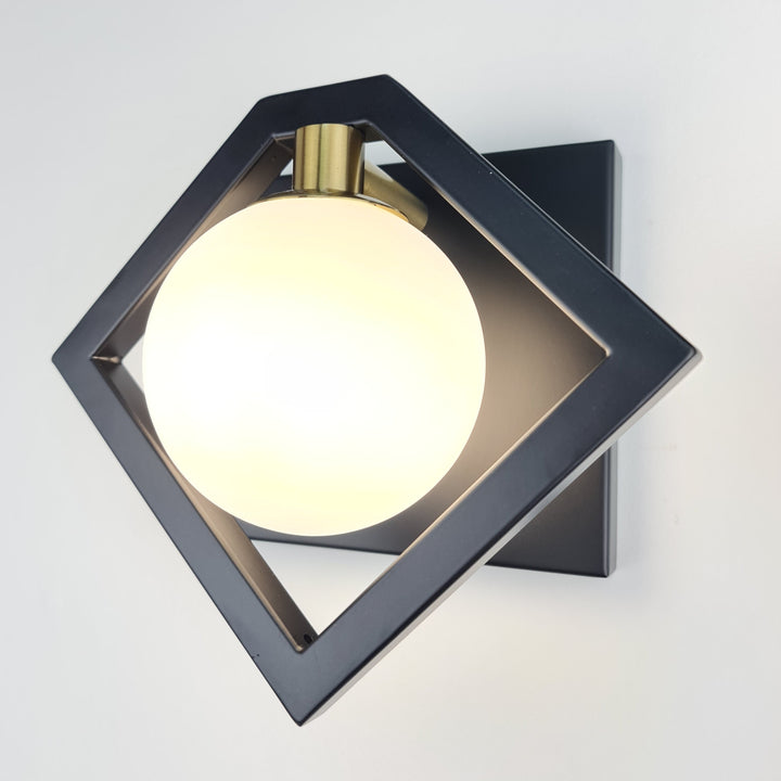 Marlow Wall Light – Black & Gold with Glass Shade
