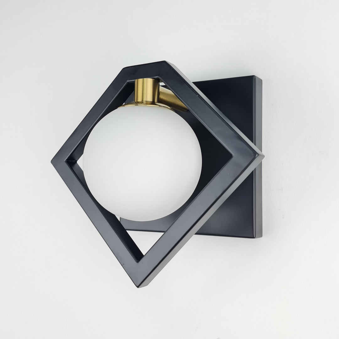 Marlow Wall Light – Black & Gold with Glass Shade