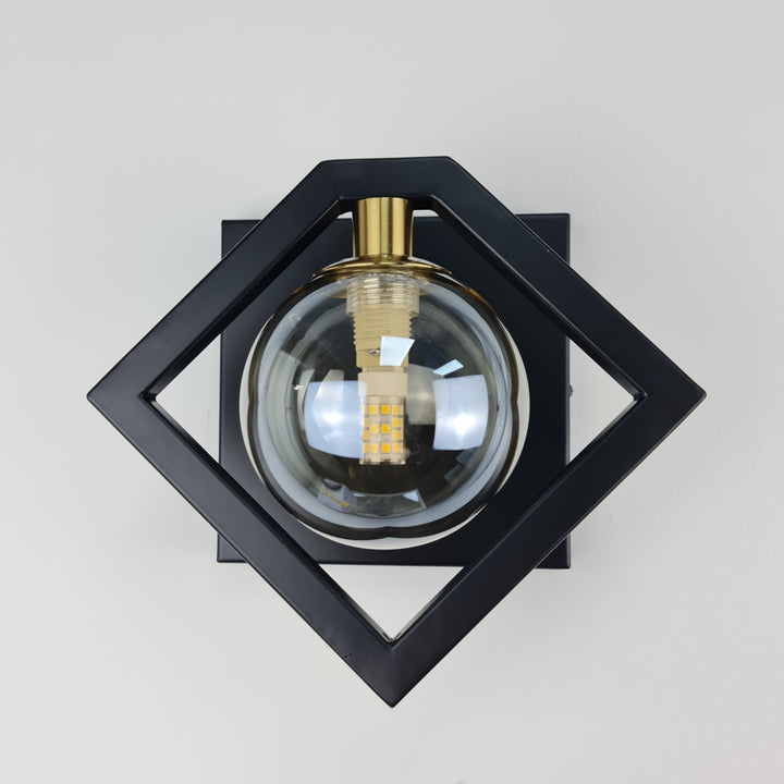 Marlow Wall Light – Black & Gold with Glass Shade