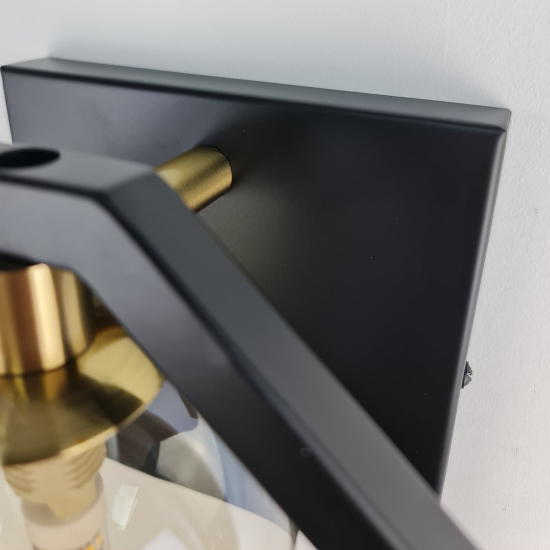 Marlow Wall Light – Black & Gold with Glass Shade