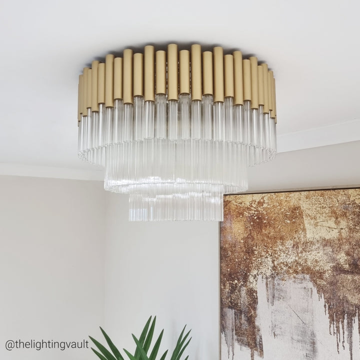 Murcia Large Flush Chandelier – Matt Gold