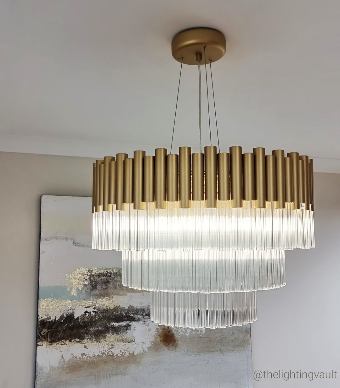 Murcia Chandelier – Matt Gold Glass Tiered Pendant