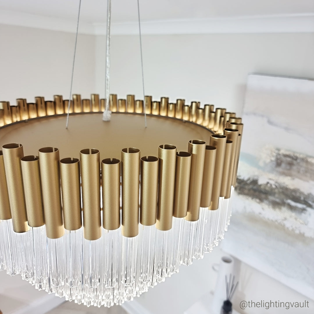 Murcia Chandelier – Matt Gold Glass Tiered Pendant