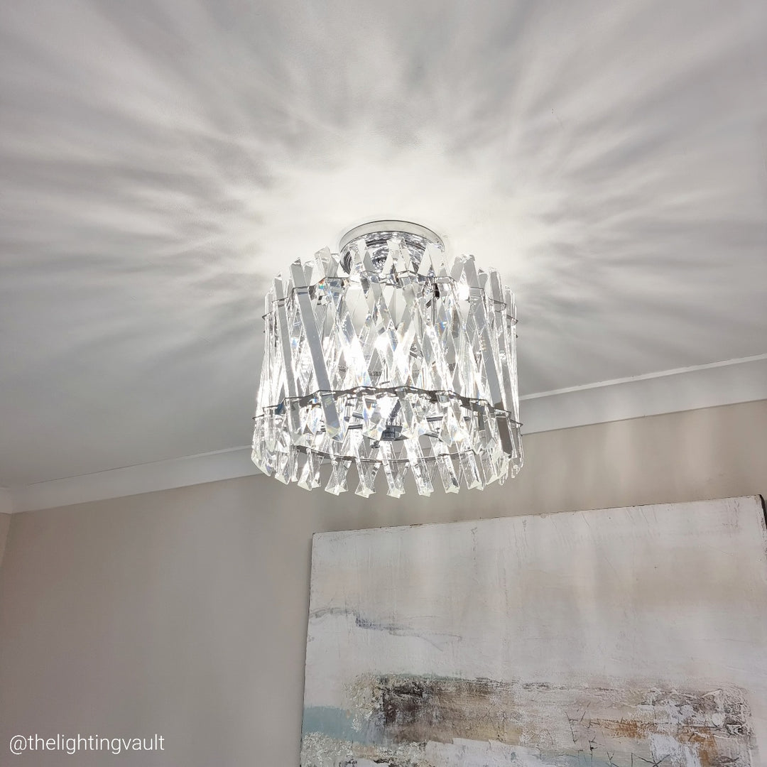 Devonport Small Chandelier – Polished Silver & Clear Crystals