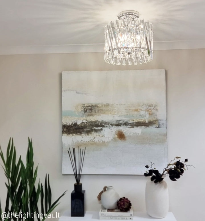 Devonport Small Chandelier – Polished Silver & Clear Crystals
