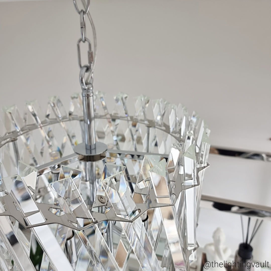 Devonport Small Chandelier – Polished Silver & Clear Crystals