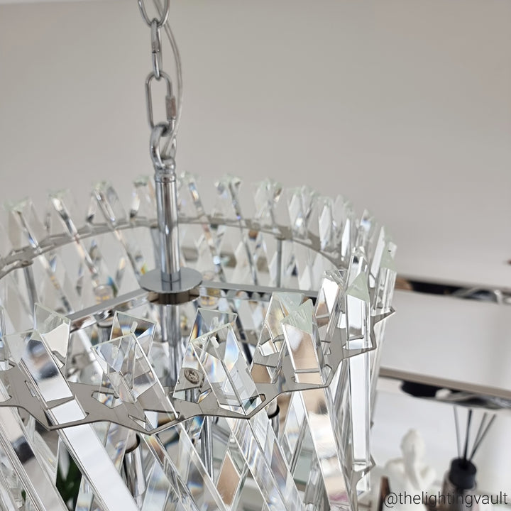 Devonport Small Chandelier – Polished Silver & Clear Crystals