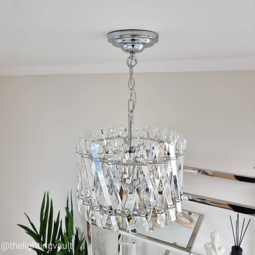 Devonport Small Chandelier – Polished Silver & Clear Crystals