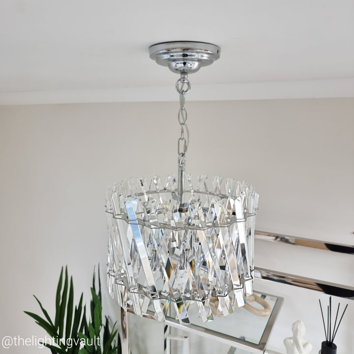 Devonport Small Chandelier – Polished Silver & Clear Crystals