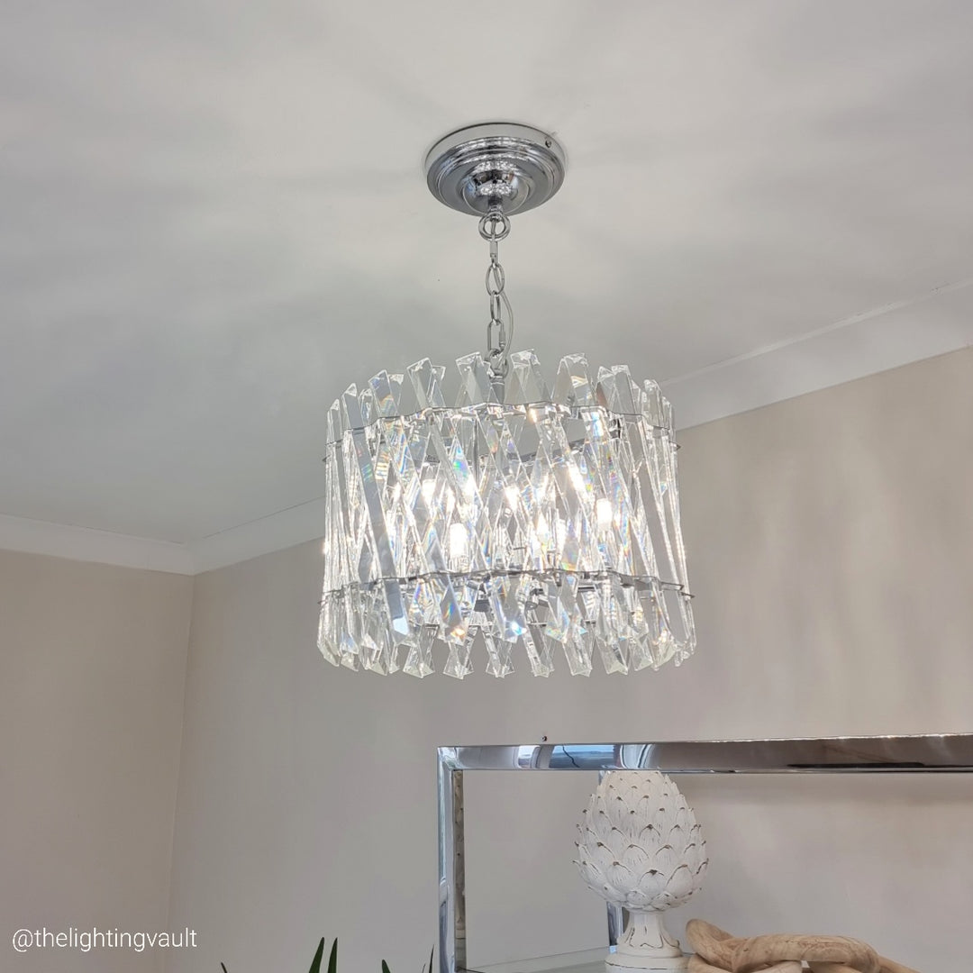 Devonport Small Chandelier – Polished Silver & Clear Crystals