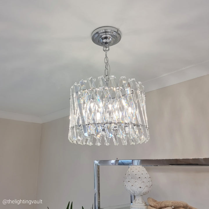 Devonport Small Chandelier – Polished Silver & Clear Crystals