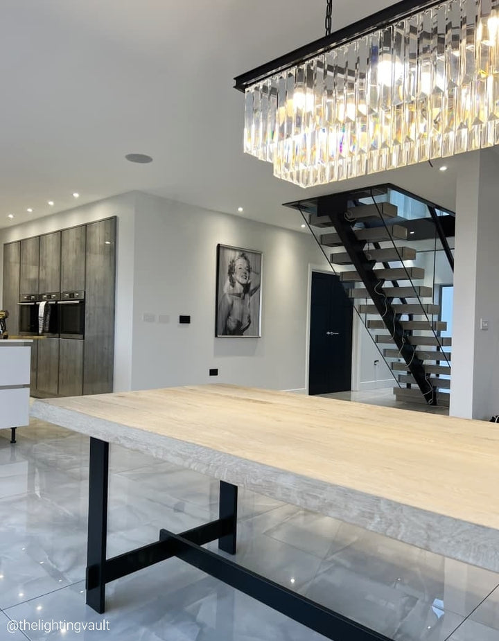 Carolina black rectangular crystal chandelier in kitchen