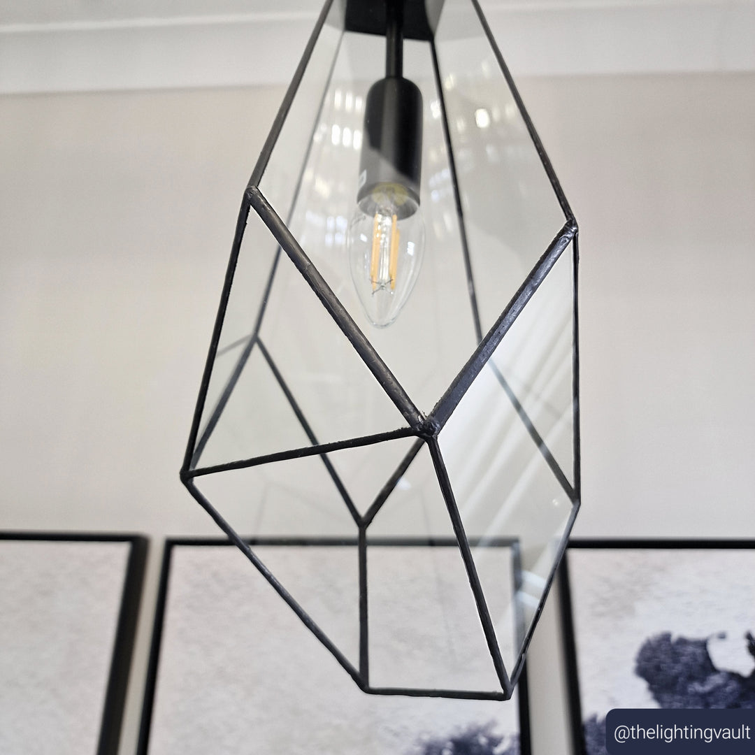 Malton Pendant – Clear Glass & Matte Black Frame