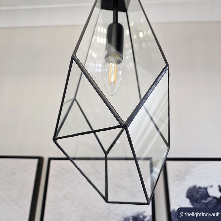 Malton Pendant – Clear Glass & Matte Black Frame