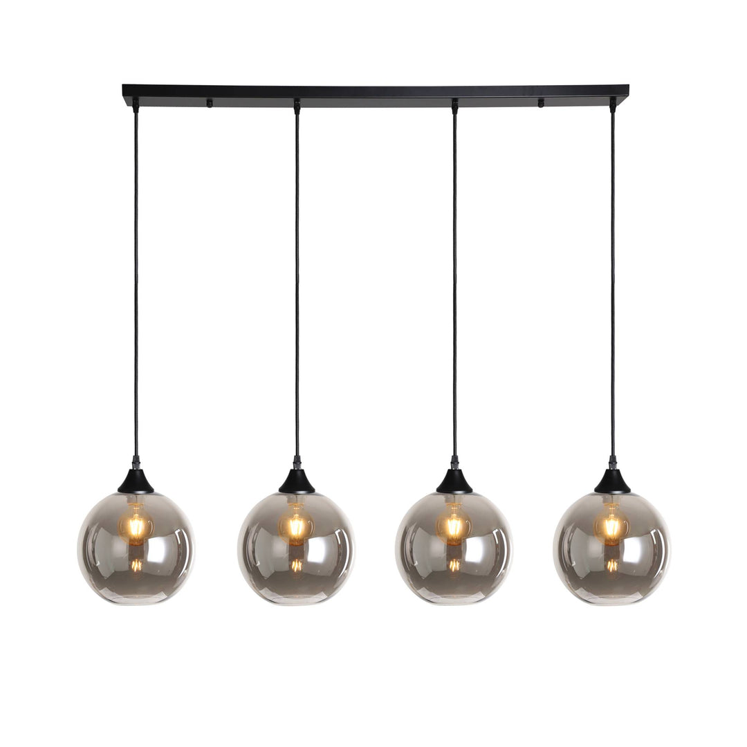 Irvine black and round smoked glass kitchen island pendant bar