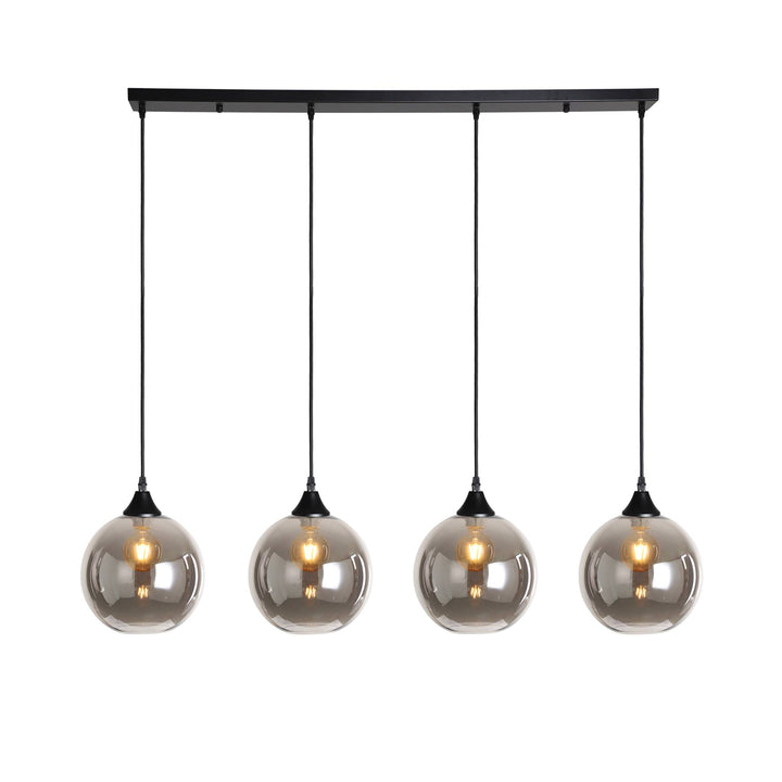 Irvine black and round smoked glass kitchen island pendant bar