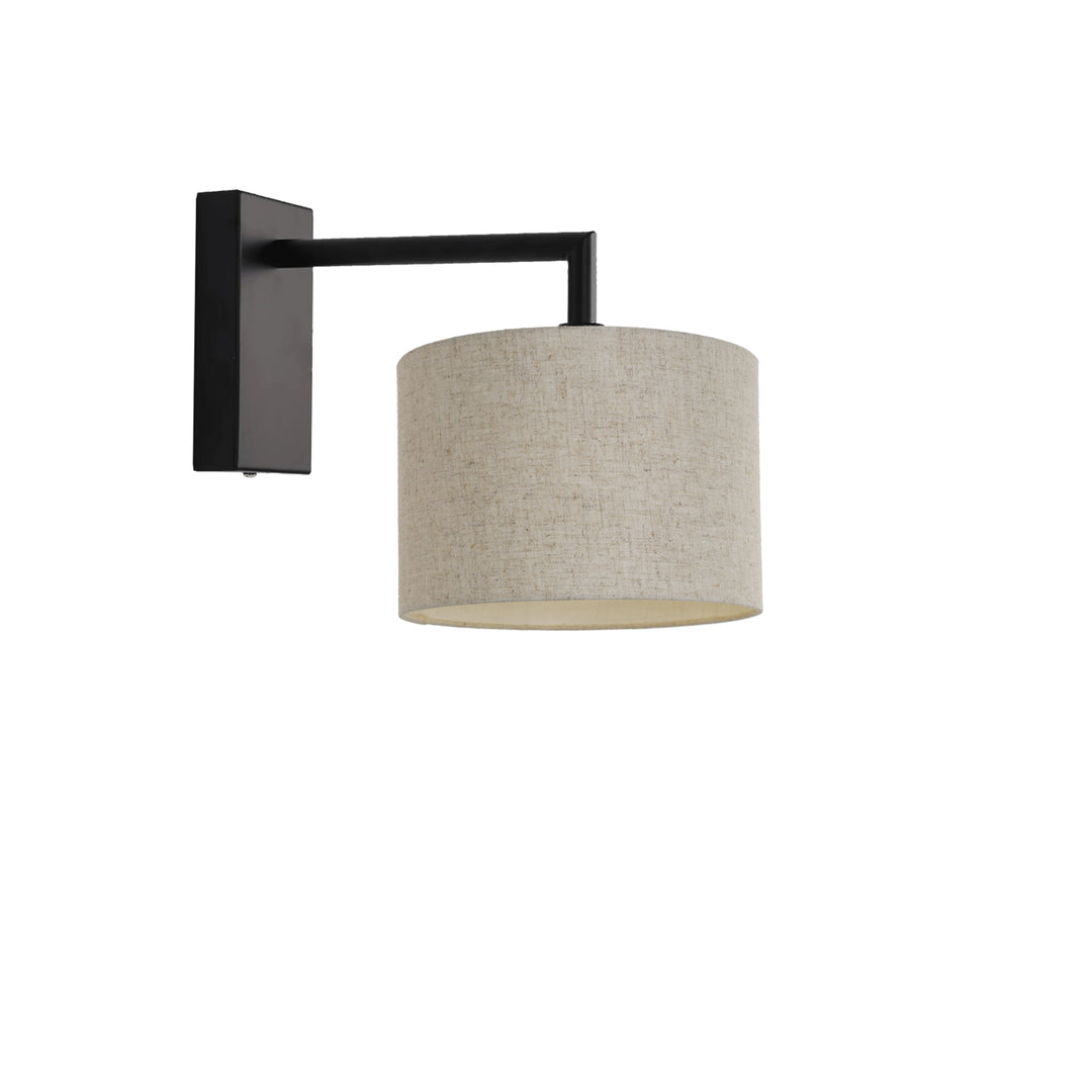 Fairview Black Wall Light with Fabric Shade