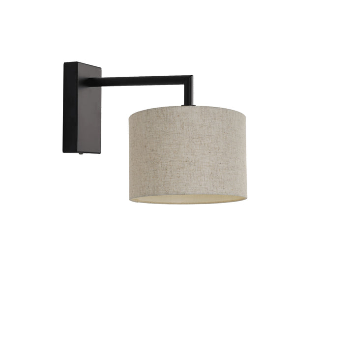 Fairview Black Wall Light with Fabric Shade