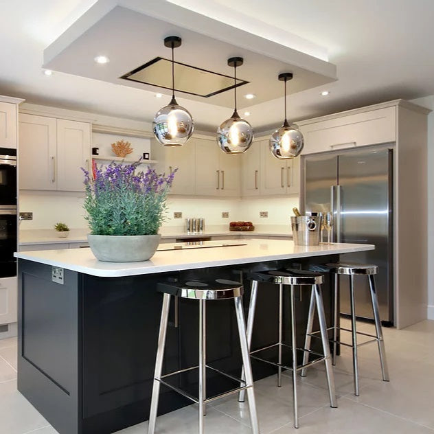 Irvine black and round black glass ceiling pendant