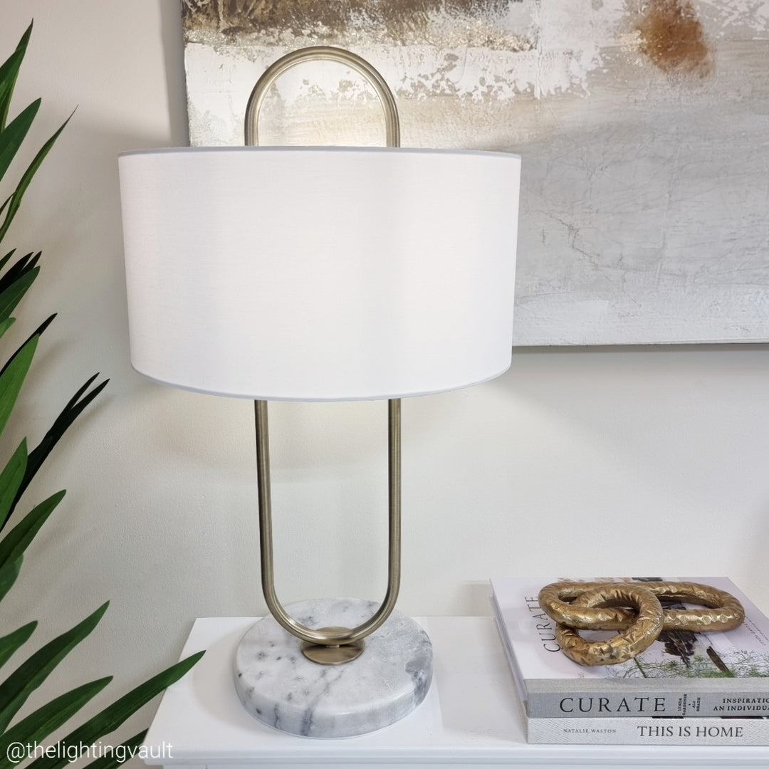 Large white marble and gold table lamp
