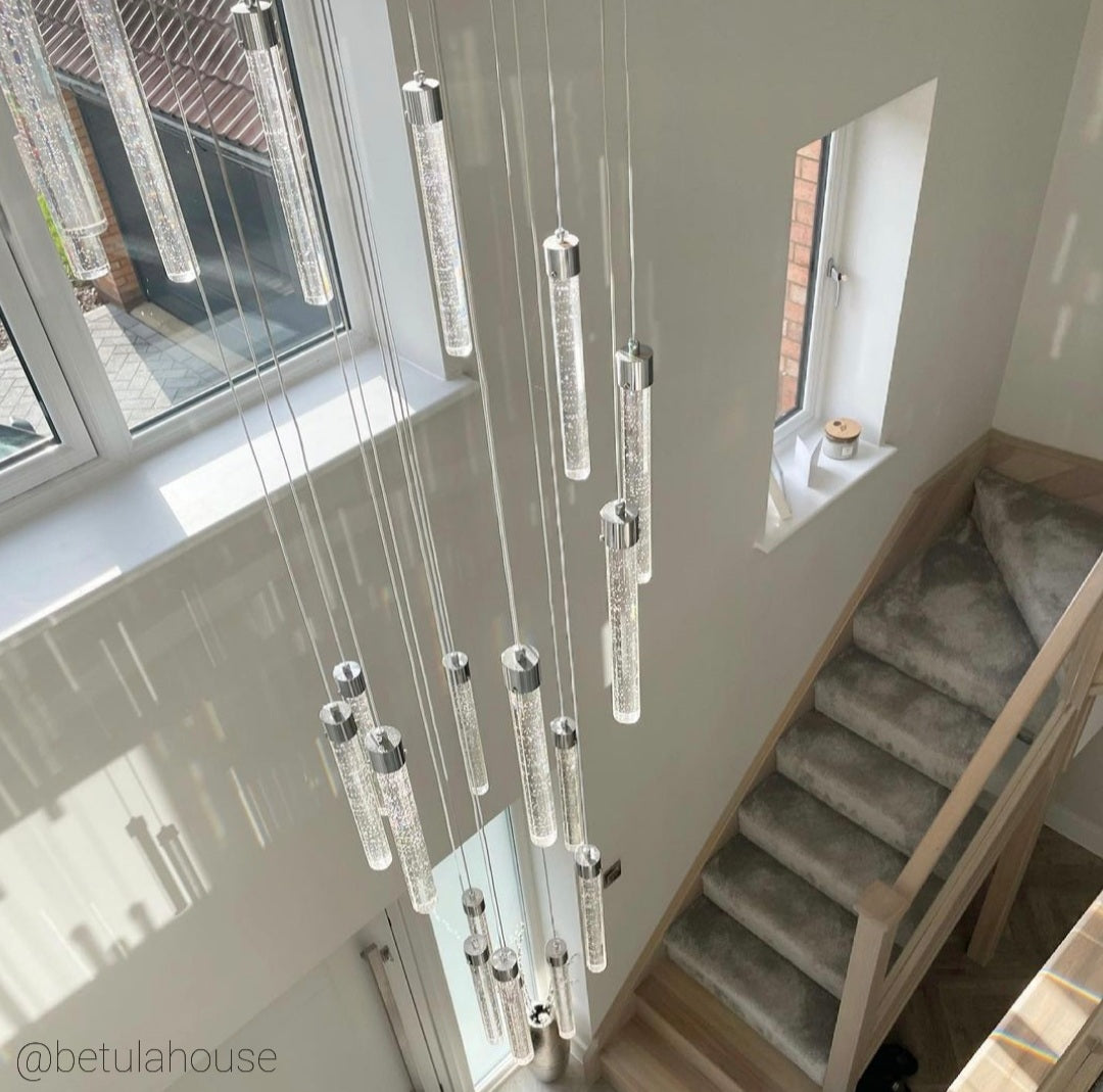 Sydney 20-Light Spiral Pendant Chandelier – Extra Large LED Staircase Light