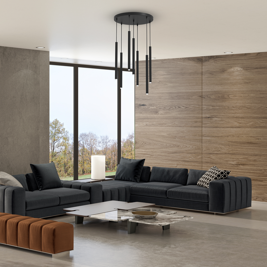 Multi-light cluster pendant fixture for dining room