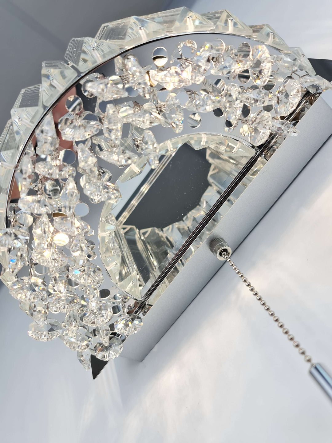 Salzburg wall light polished silver with clear K9 crystals