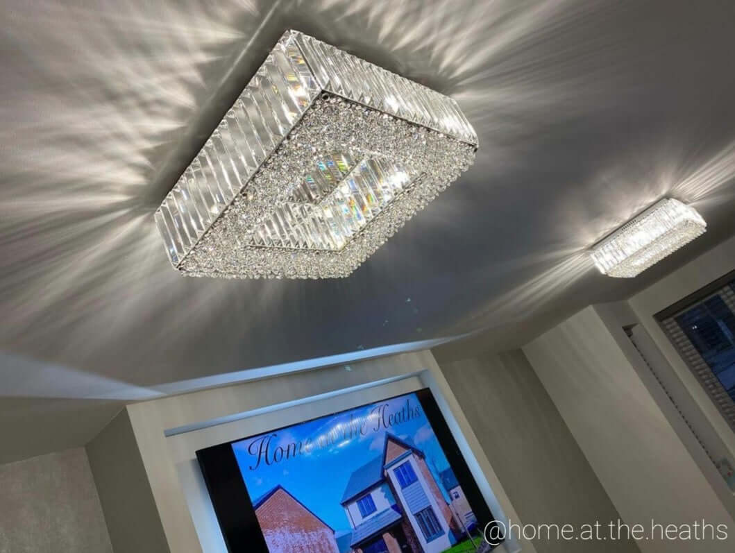 Salzburg crystal flush ceiling light for low ceilings
