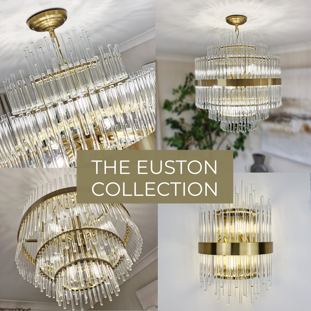 The Euston Collection luxury chandeliers and wall lights in golden bronze