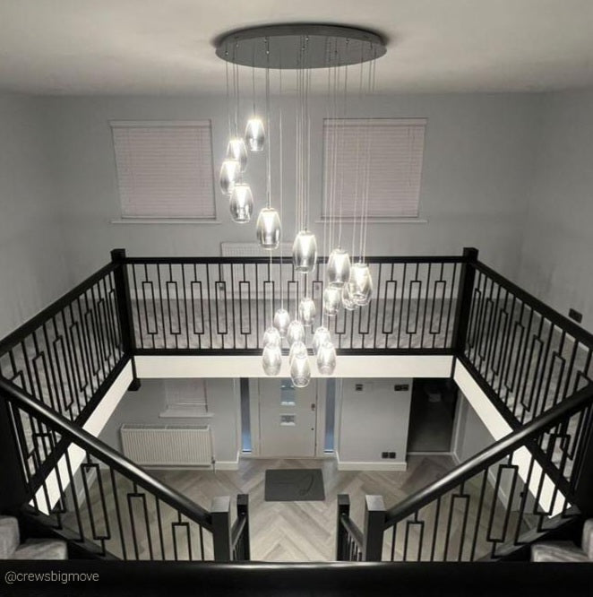 Adelaide spiral pendant light with smoked glass UK