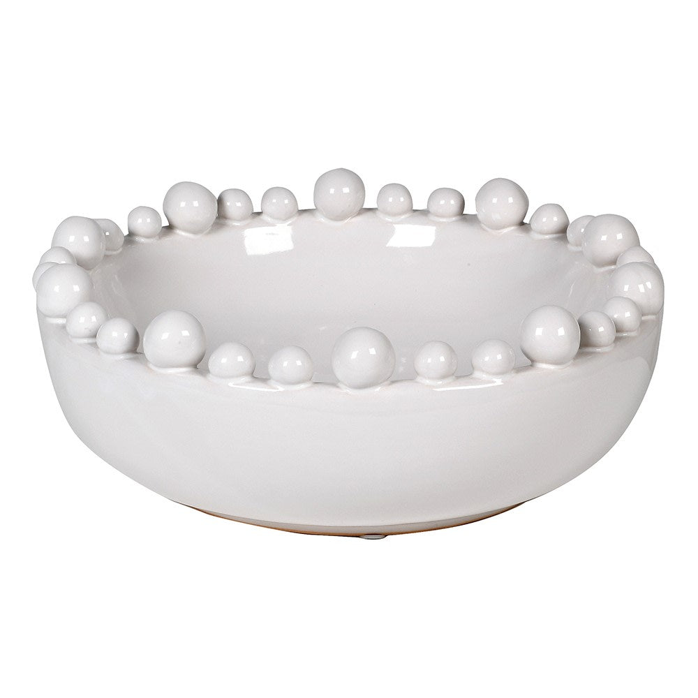 Large White Ceramic Decorative Bobble Bowl