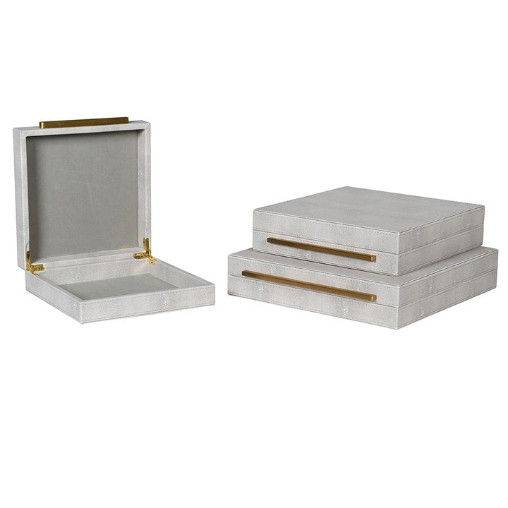 Ivory & Gold Shagreen Boxes Set Of 3